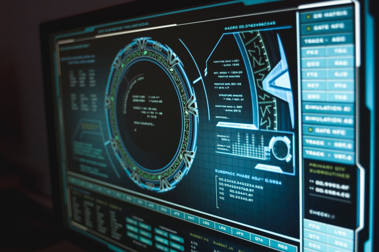 hero-img Close-up view of a high-tech computer interface displaying cyber security data, enhancing digital protection.